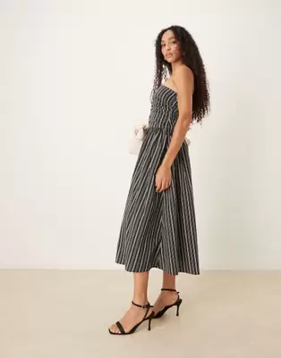 Nobody's Child Felicity midi dress in blue stripe