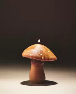 SMALL PUMPKIN SPICE SCENTED MUSHROOM CANDLE WITH DOTS