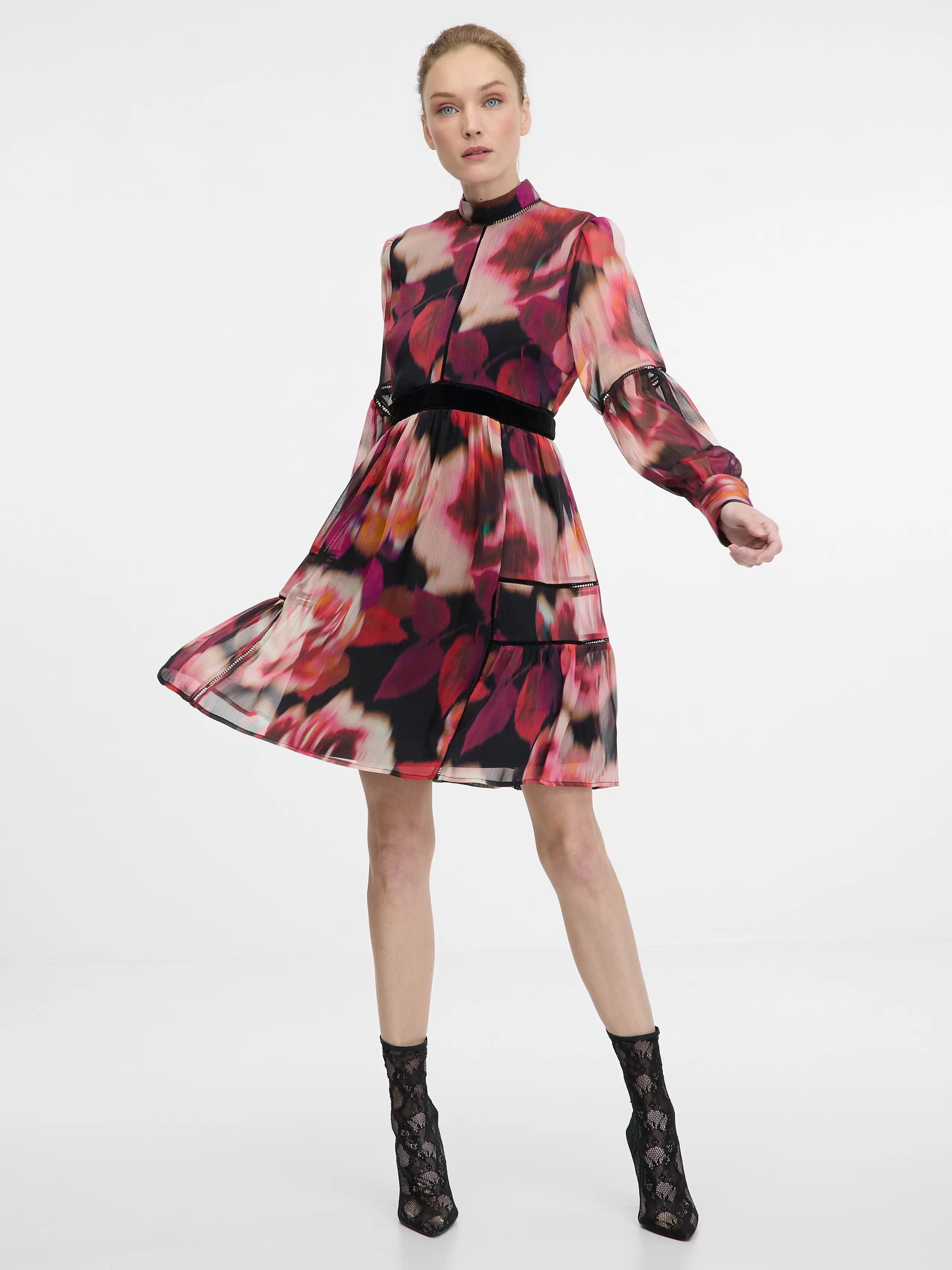 Orsay piros mintás térdig érő ruha nőknek