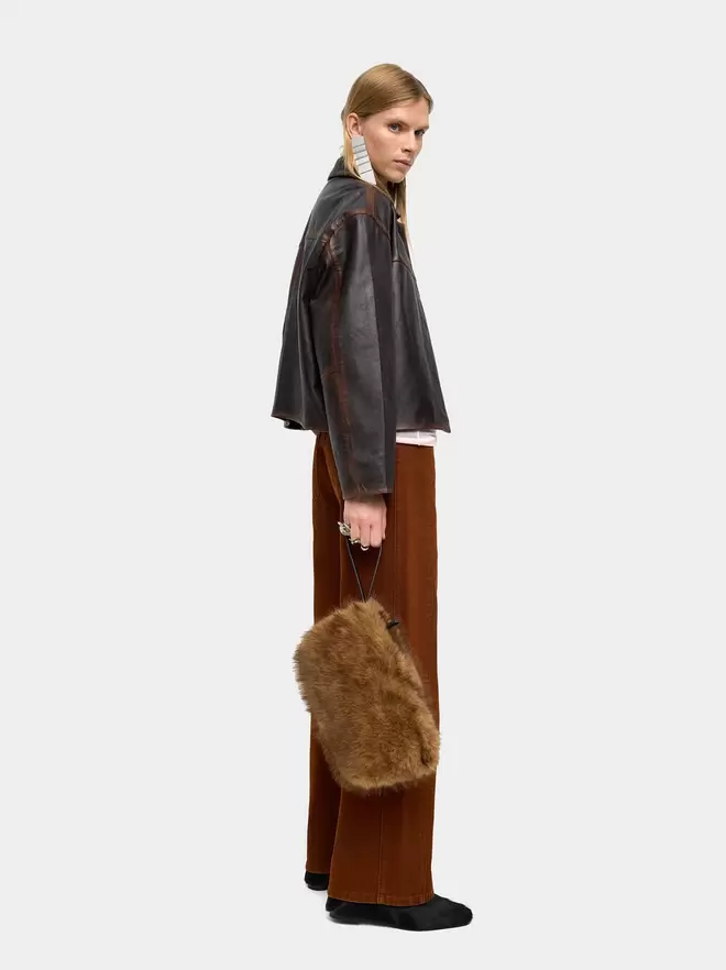 Handbag with fur effect