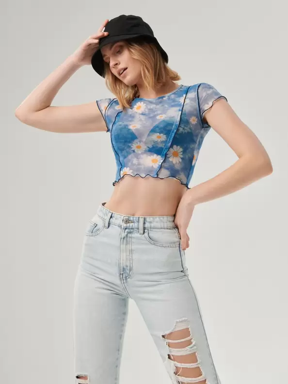 Batikhatású crop top