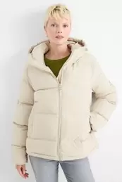 Quilted jacket with hood - water-repellent