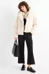 Corduroy trousers - mid-rise waist - wide leg