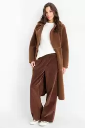 Corduroy trousers - mid-rise waist - wide leg