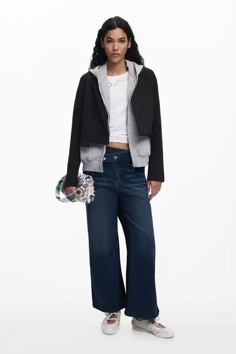 Combined knit blazer