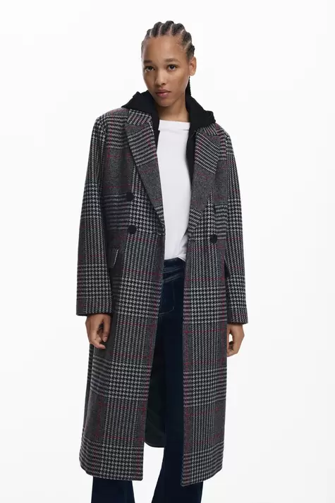 Tartan coat with hood