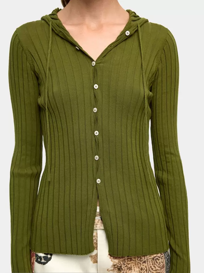 Knit sweater with hood