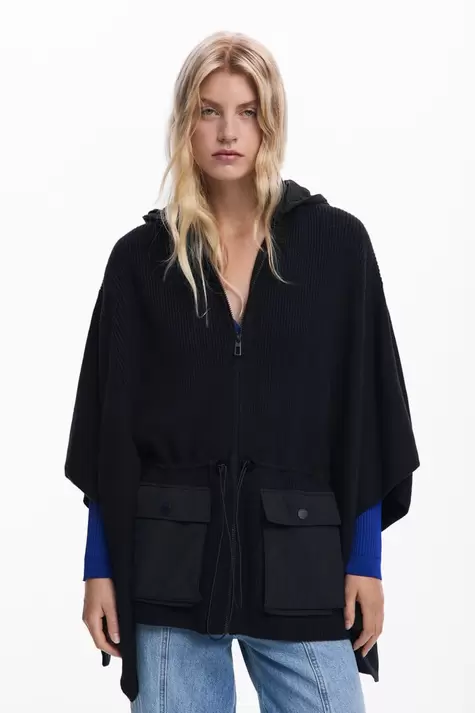 Poncho with hood and pockets