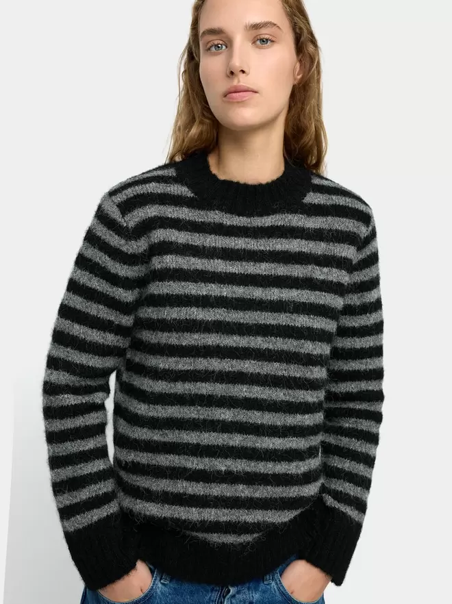Knit sweater with stripes