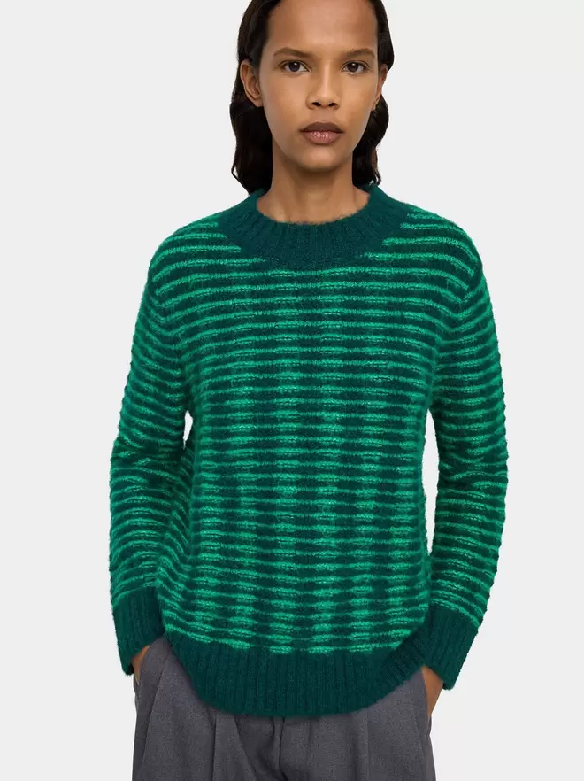 Knit sweater with stripes