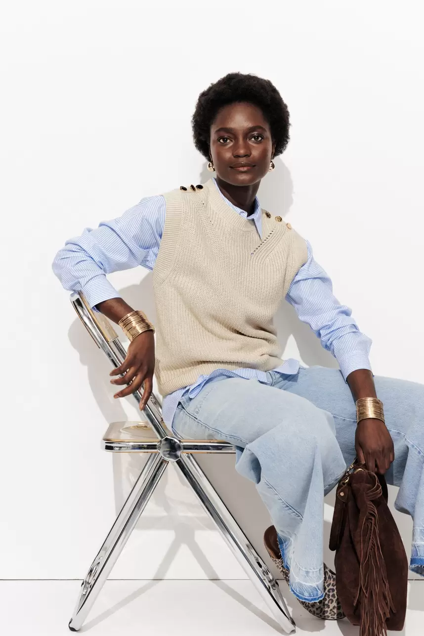 Ribbed sleeveless jumper