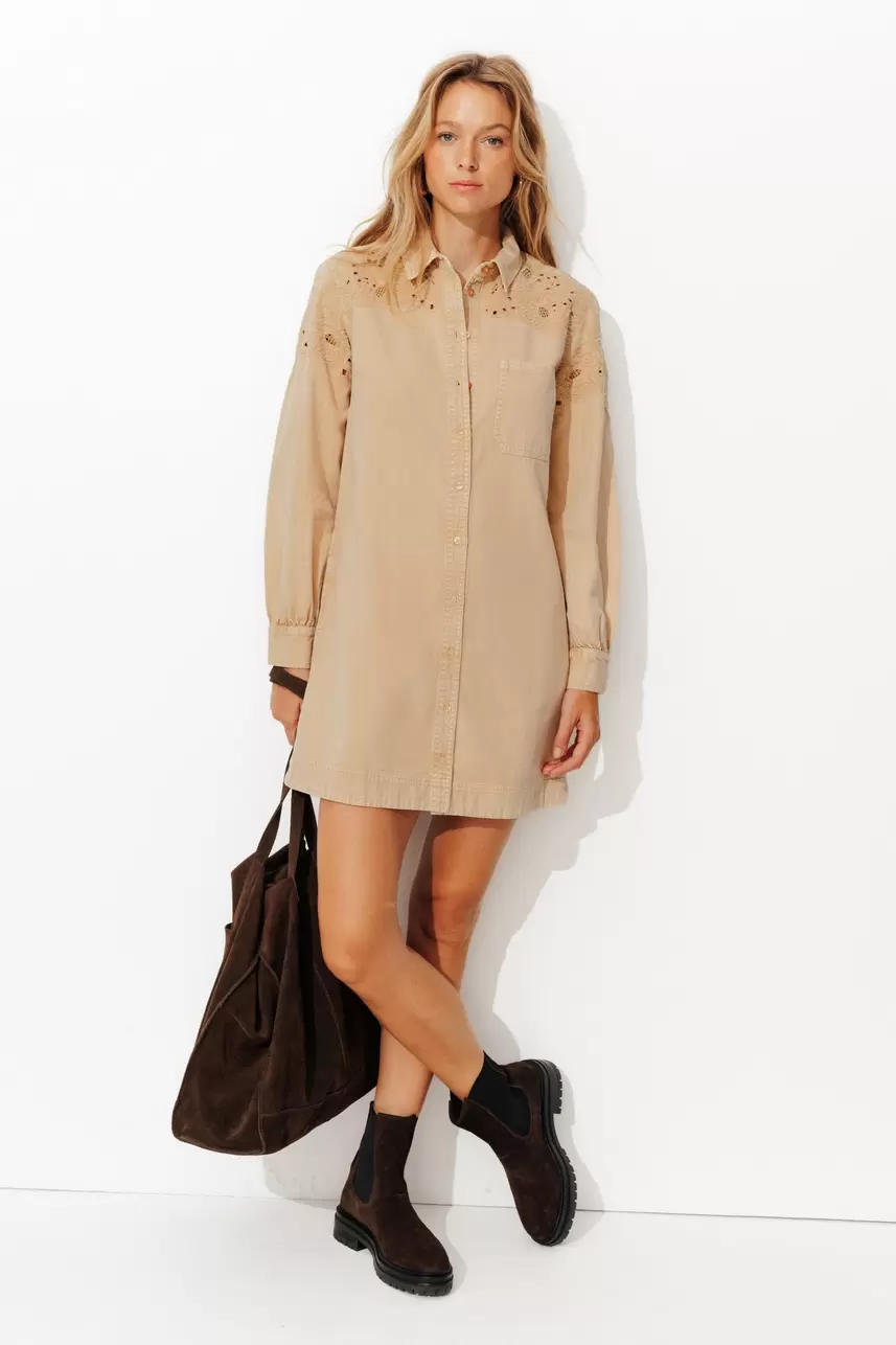 Embroidered shirtdress