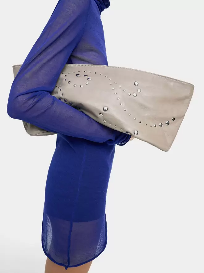 Leather envelope party bag with studs