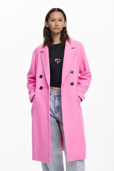 Double-breasted coat with buttons