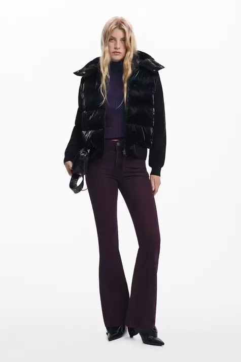 Shiny convertible padded jacket