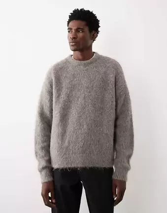 ASOS COLLECTIVE oversized knitted wool and mohair mix jumper in brown