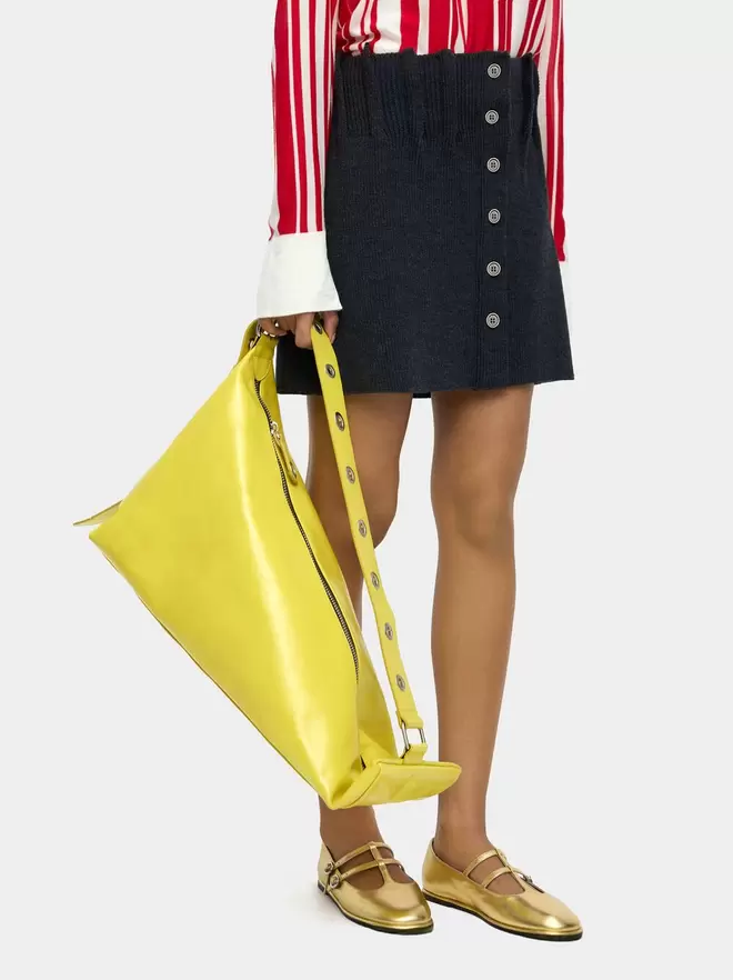 Asymmetric leather shoulder bag