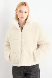 Teddy fur quilted jacket