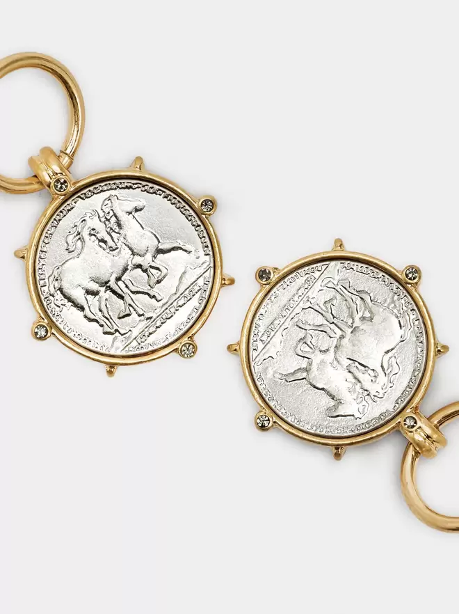 Bicolor coin earrings