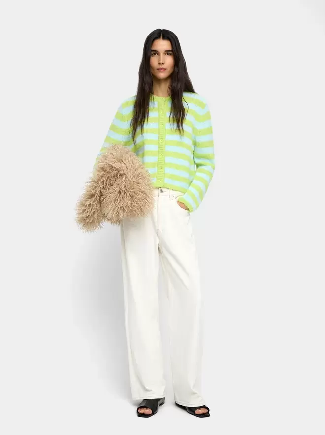 Knit cardigan with stripes