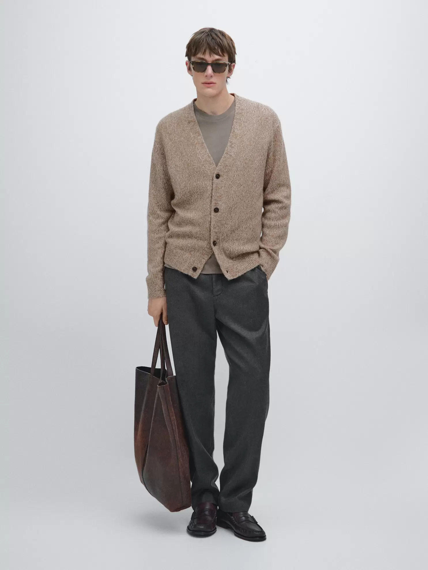 Wool blend knit cardigan