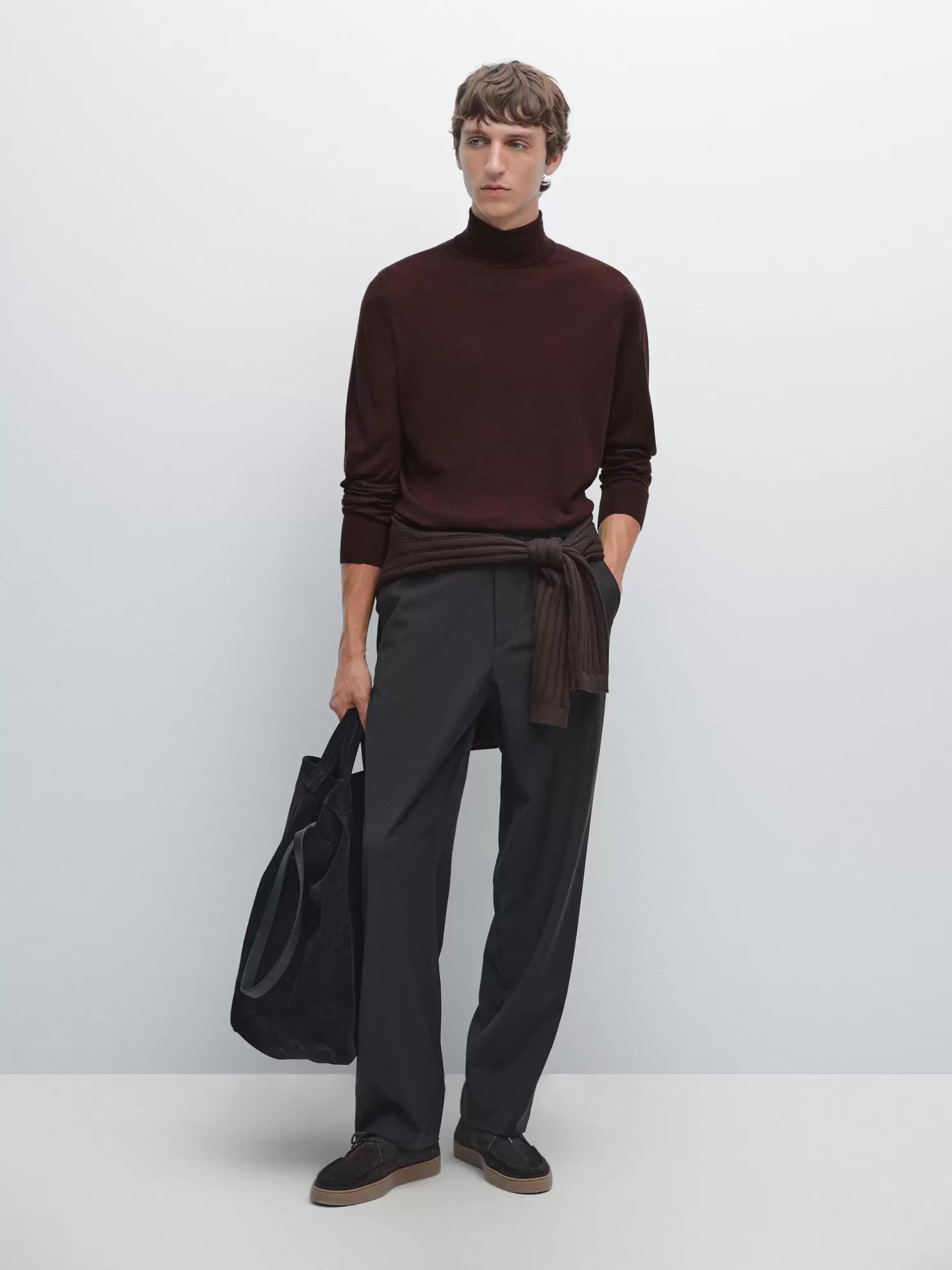 Wool blend high neck knit jumper