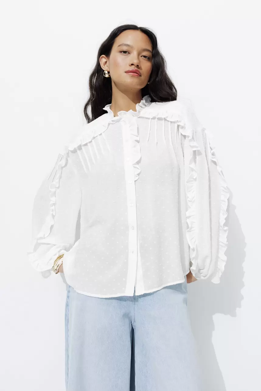 Plumetis frilly shirt