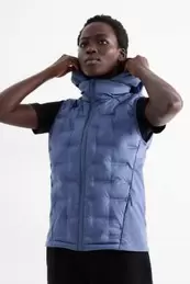 Technical quilted gilet with hood