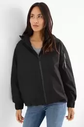 Rain jacket with hood - lined - waterproof