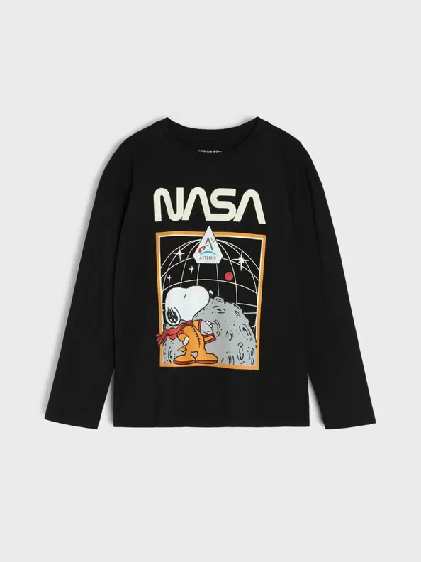 Nyomott mintás pamut póló NASA Peanuts