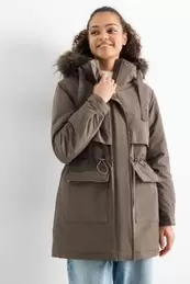 Parka with hood - lined - water-repellent