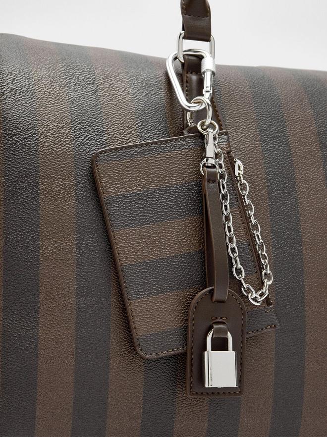 Striped travel weekend bag