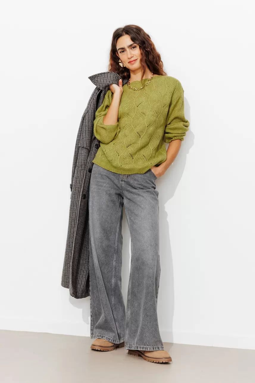 Openwork cable-knit jumper