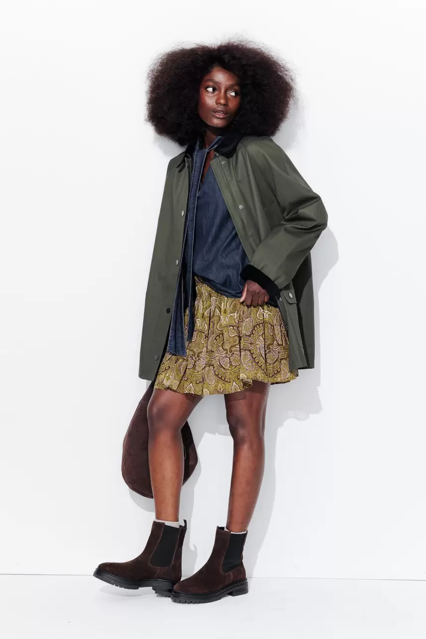 Short patterned voile skirt