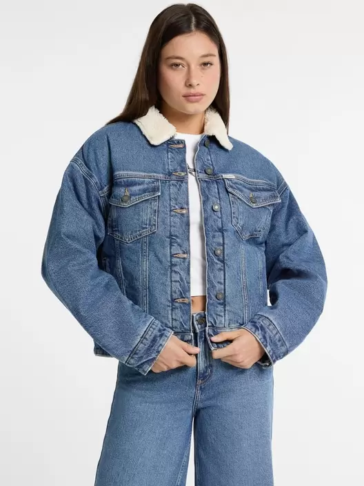 Oversized Denim Teddy Jacket