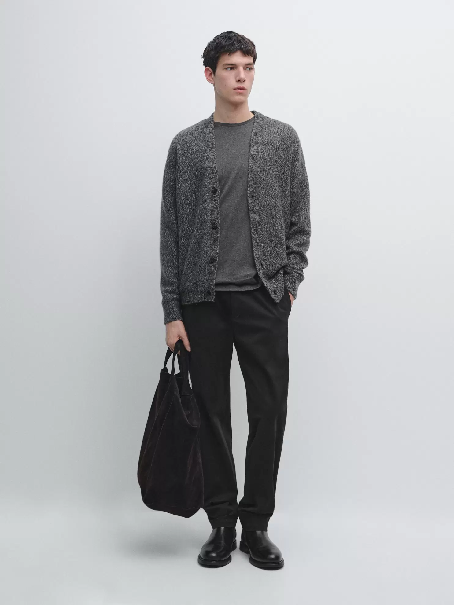 Wool blend knit cardigan