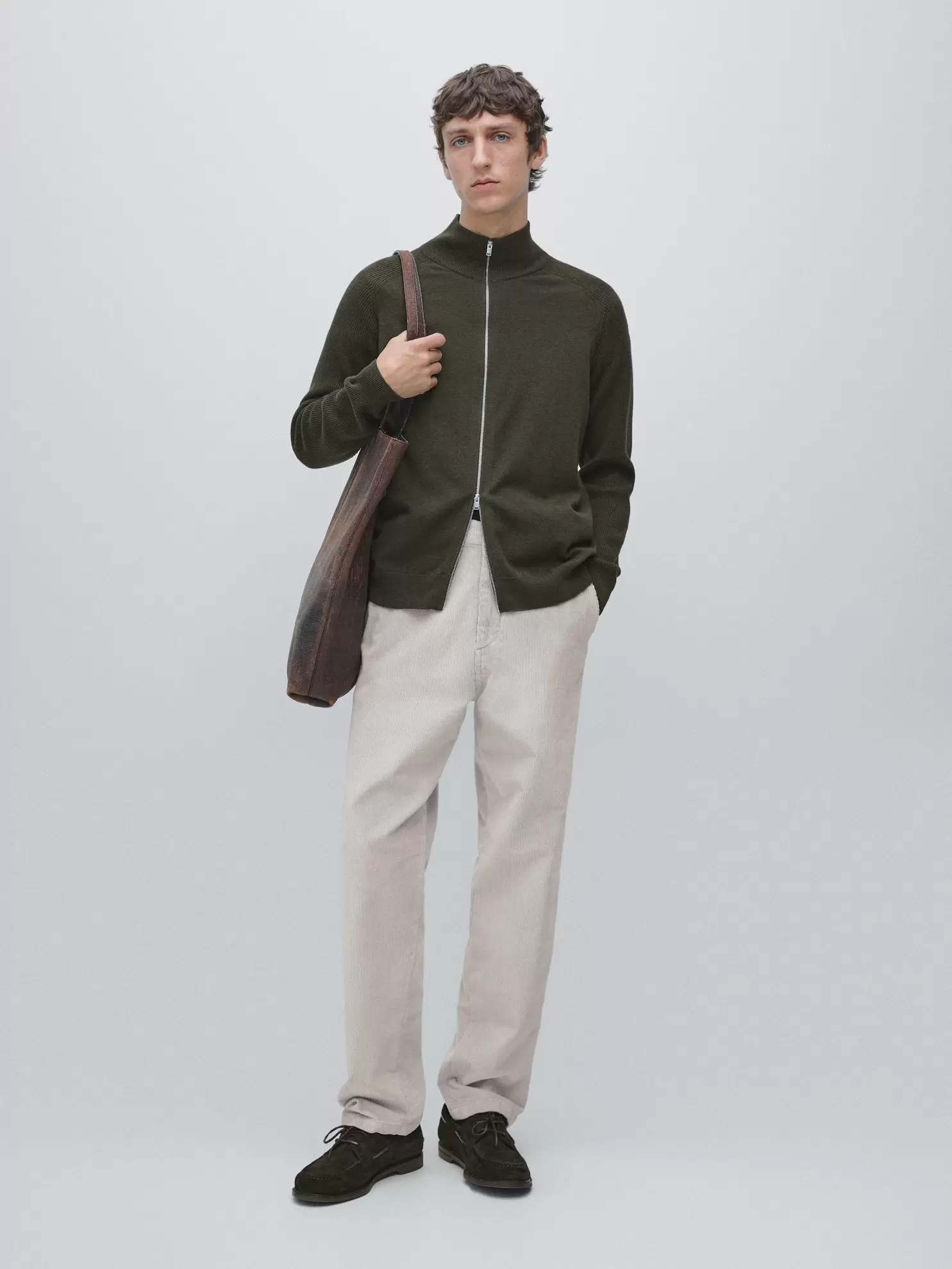 Knit cotton blend cardigan with raglan sleeves