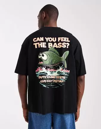 ASOS DESIGN oversized t-shirt with cartoon graphic in black