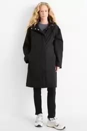 Parka raincoat with hood - lined - waterproof