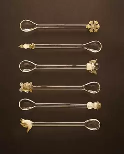 PACK OF SHINY GLASS CHRISTMAS DESSERT SPOONS (PACK OF 6)