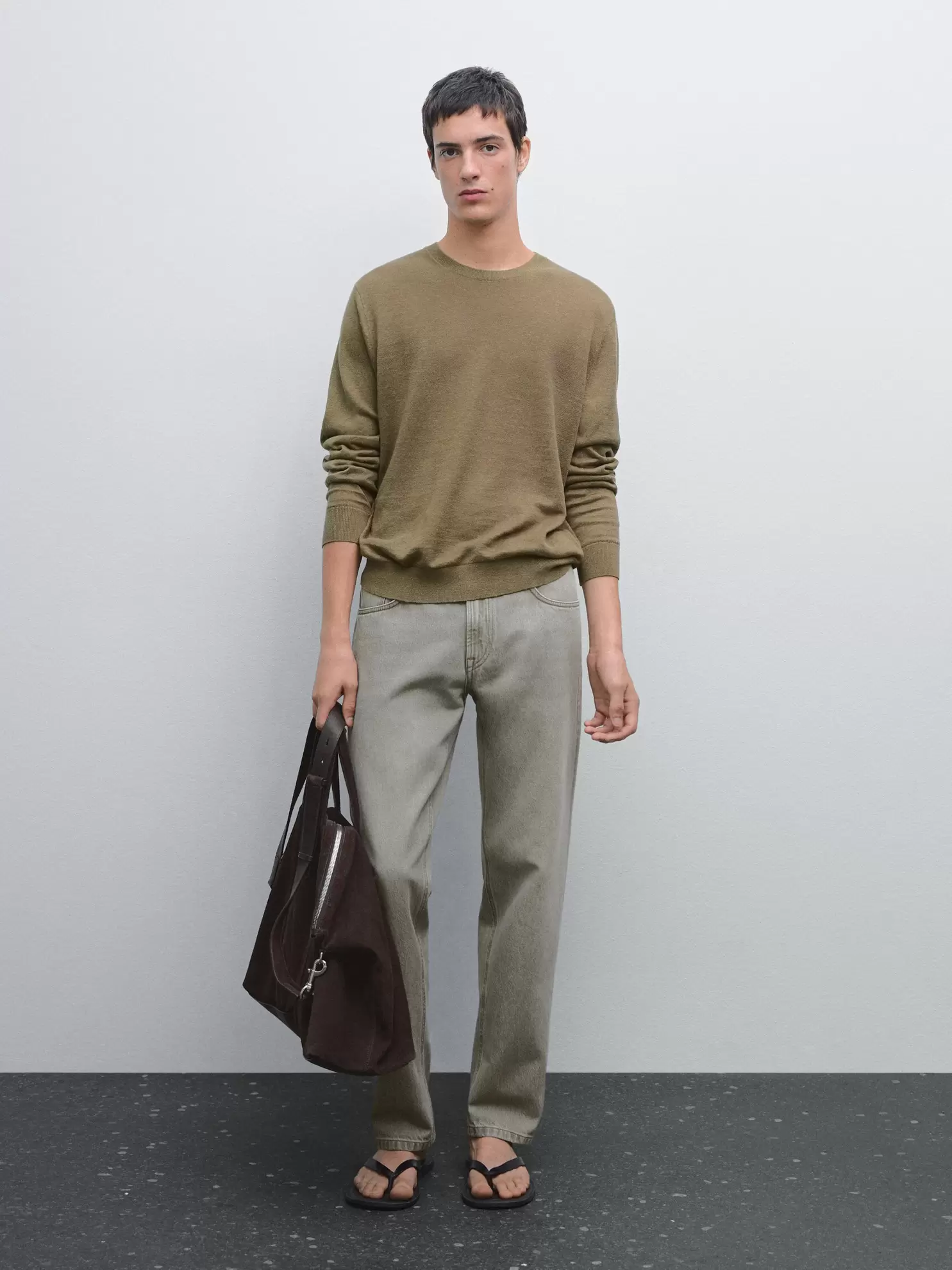 Linen knit crew neck sweater