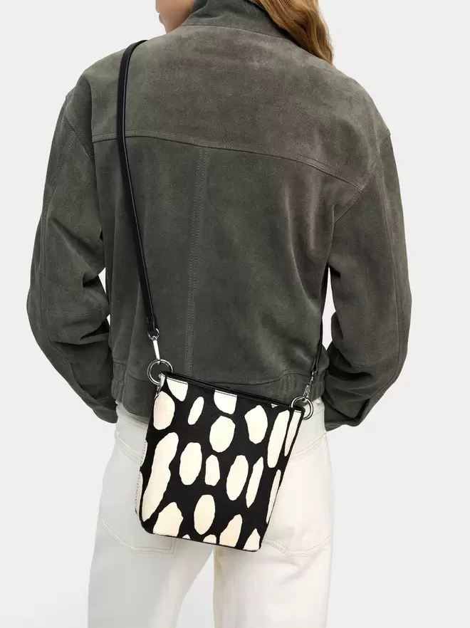 Animal print leather crossbody bag