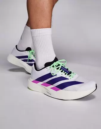 adidas Running Adizero EVO SL trainers in white and purple