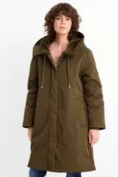 Coat with hood - lined - water-repellent