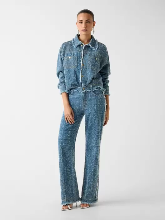 Wide-leg tweed jeans