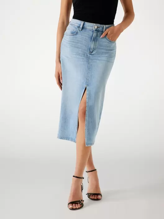 Denim midi skirt