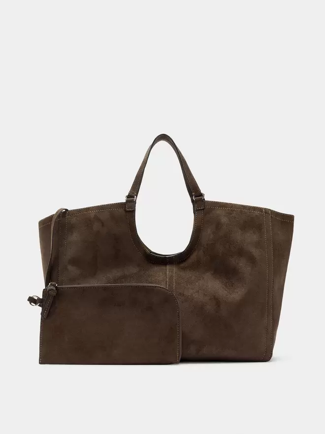 Leather-effect shopper bag with pouch