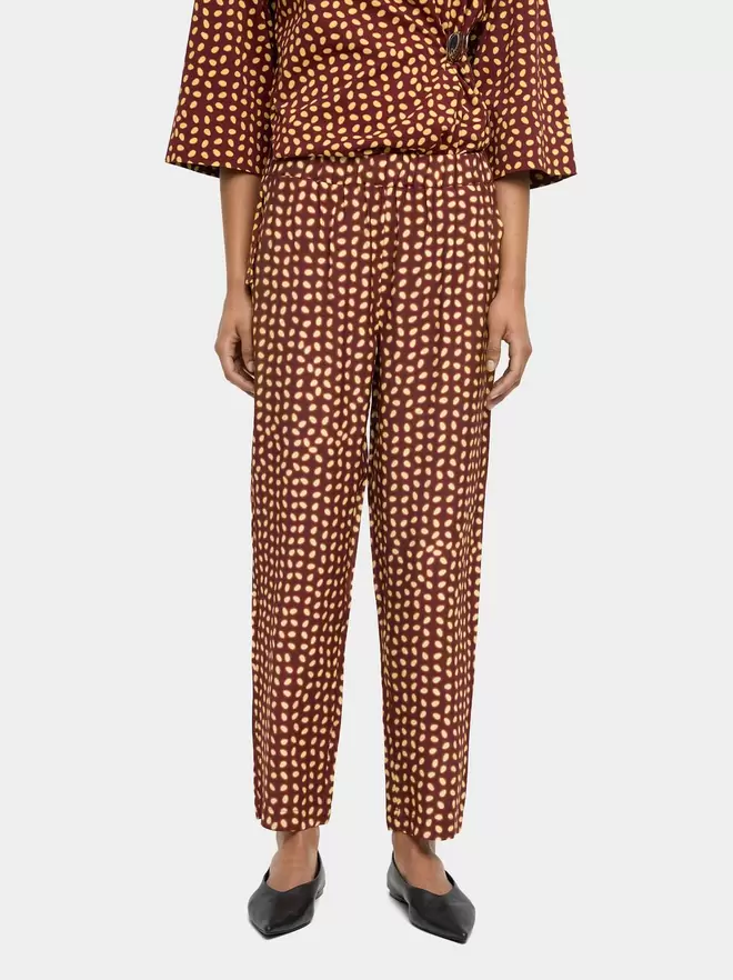 Printed loose-fitting trousers