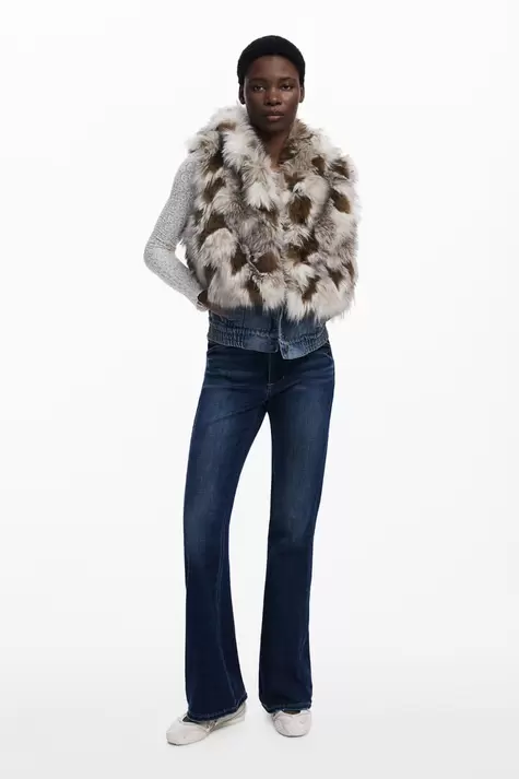 Denim fur vest