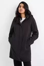 Softshell coat with hood - water-repellent - 4-way stretch